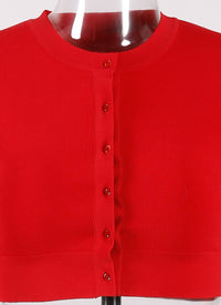 Long-sleeved knitted button-down cardigan - Red