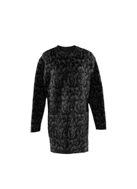 Pull long à motif baroque en laine - Noir