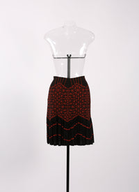 Short two-tone pleated skirt - Black & Garnet