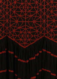 Short two-tone pleated skirt - Black & Garnet
