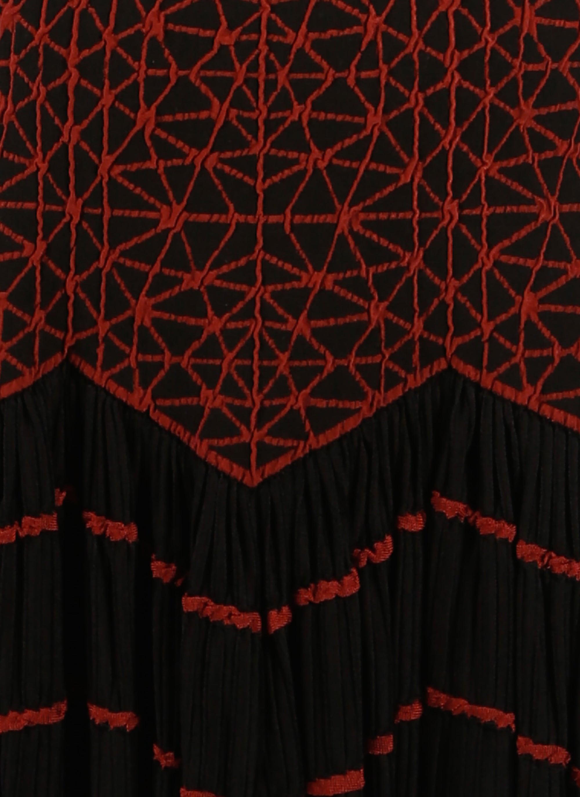 Short two-tone pleated skirt - Black & Garnet