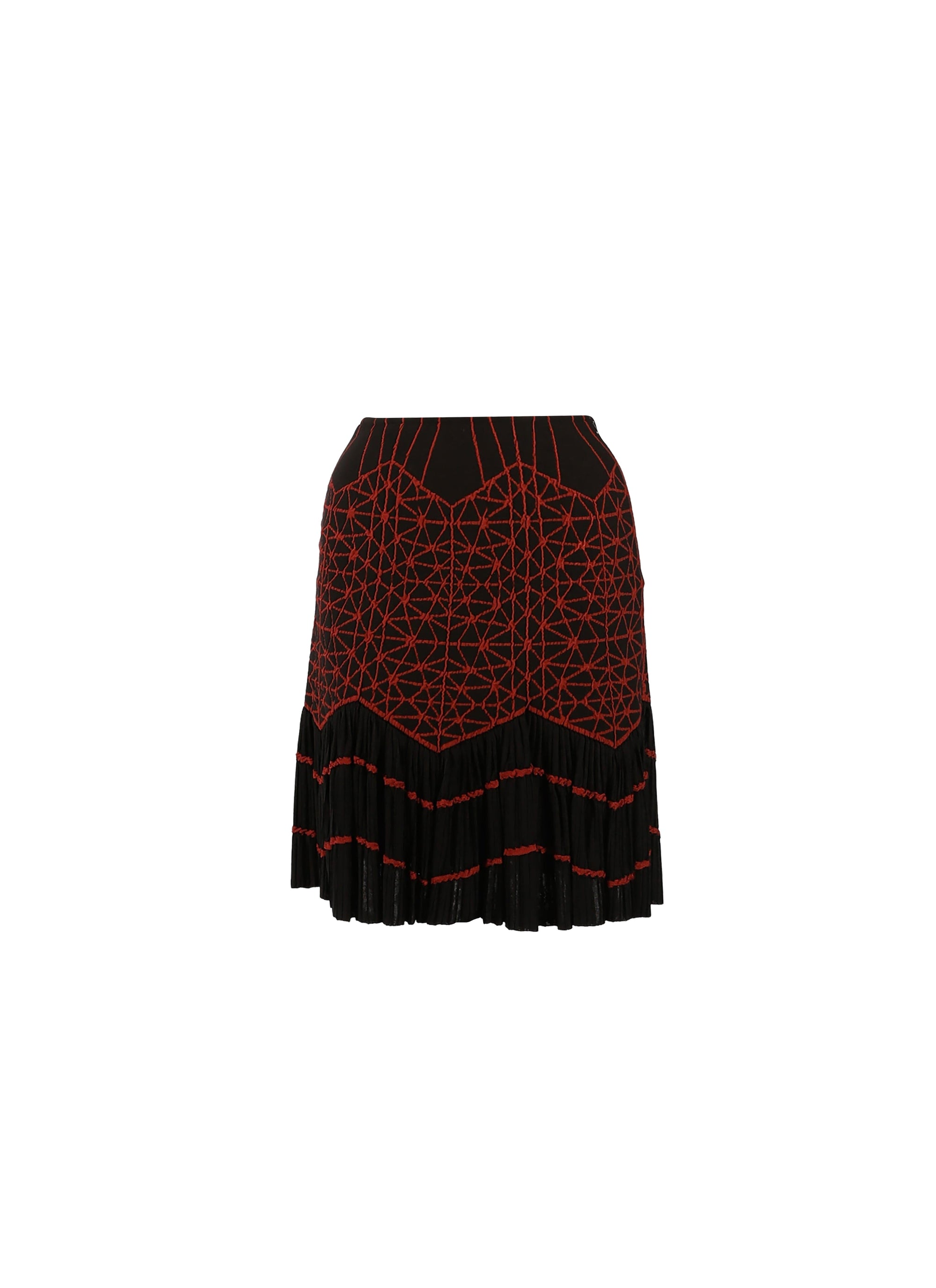 Short two-tone pleated skirt - Black & Garnet