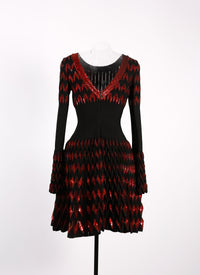 Robe à manches longues Belize en maille - Noir & Grenat
