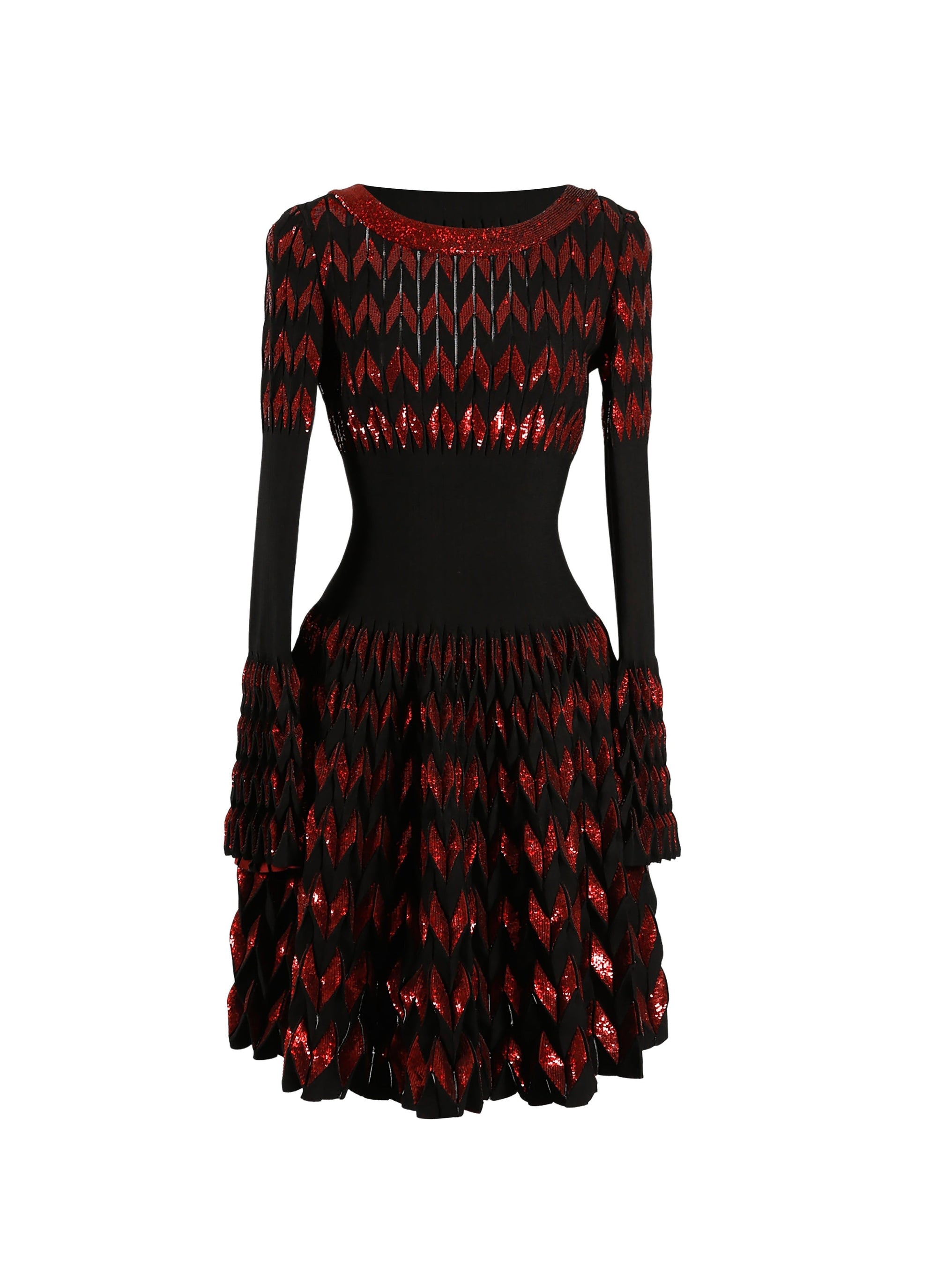 Robe à manches longues Belize en maille - Noir & Grenat