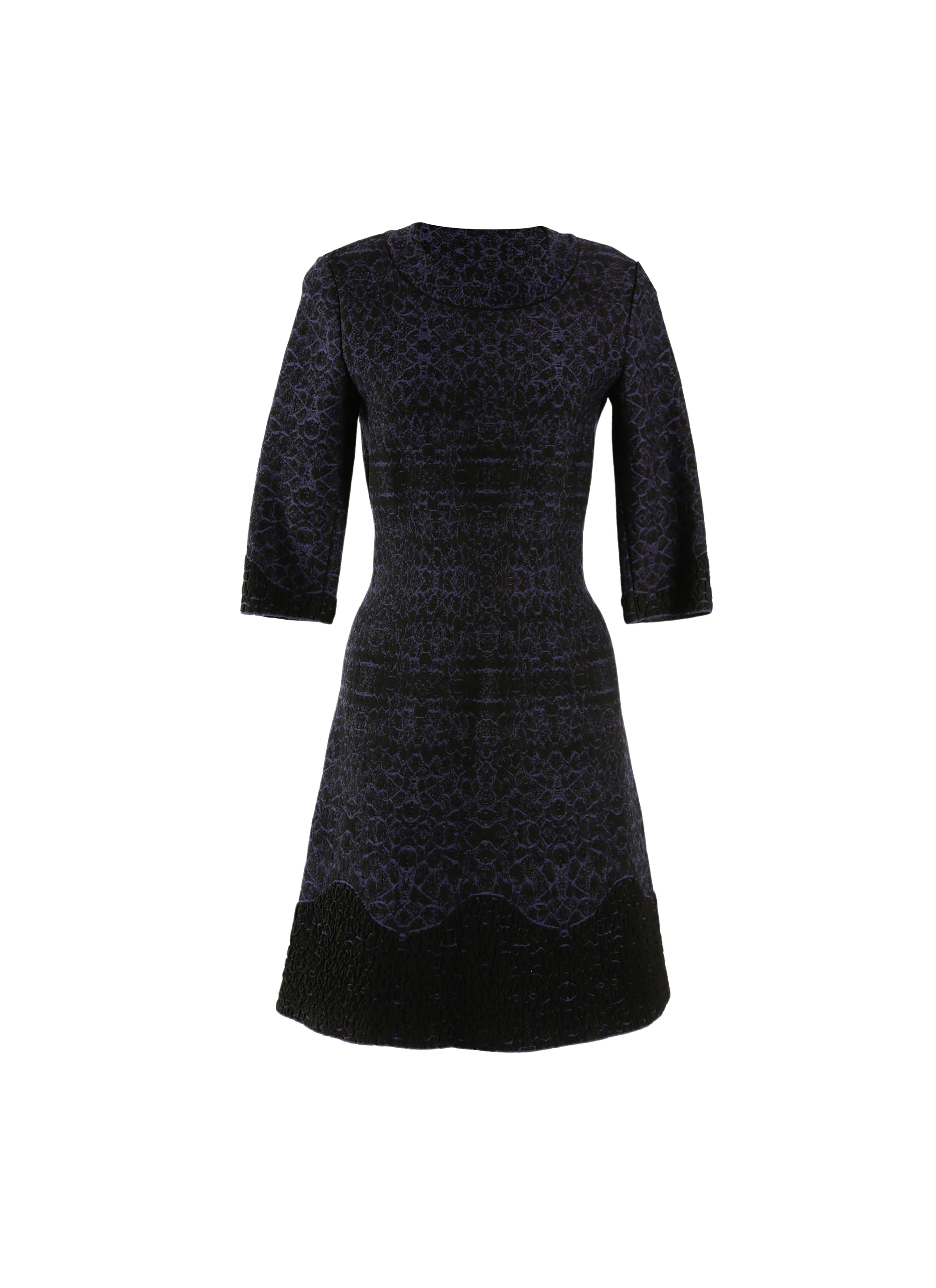 Galatea knitted short-sleeved dress - Black & Sapphire