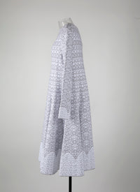Robe à manches longues Galatea en maille - Blanc & Gris