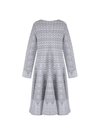Galatea long sleeve knitted dress - White & Grey