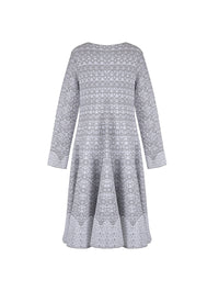 Robe à manches longues Galatea en maille - Blanc & Gris
