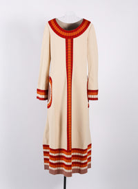 Long-sleeved knitted Marabout dress - Vanilla