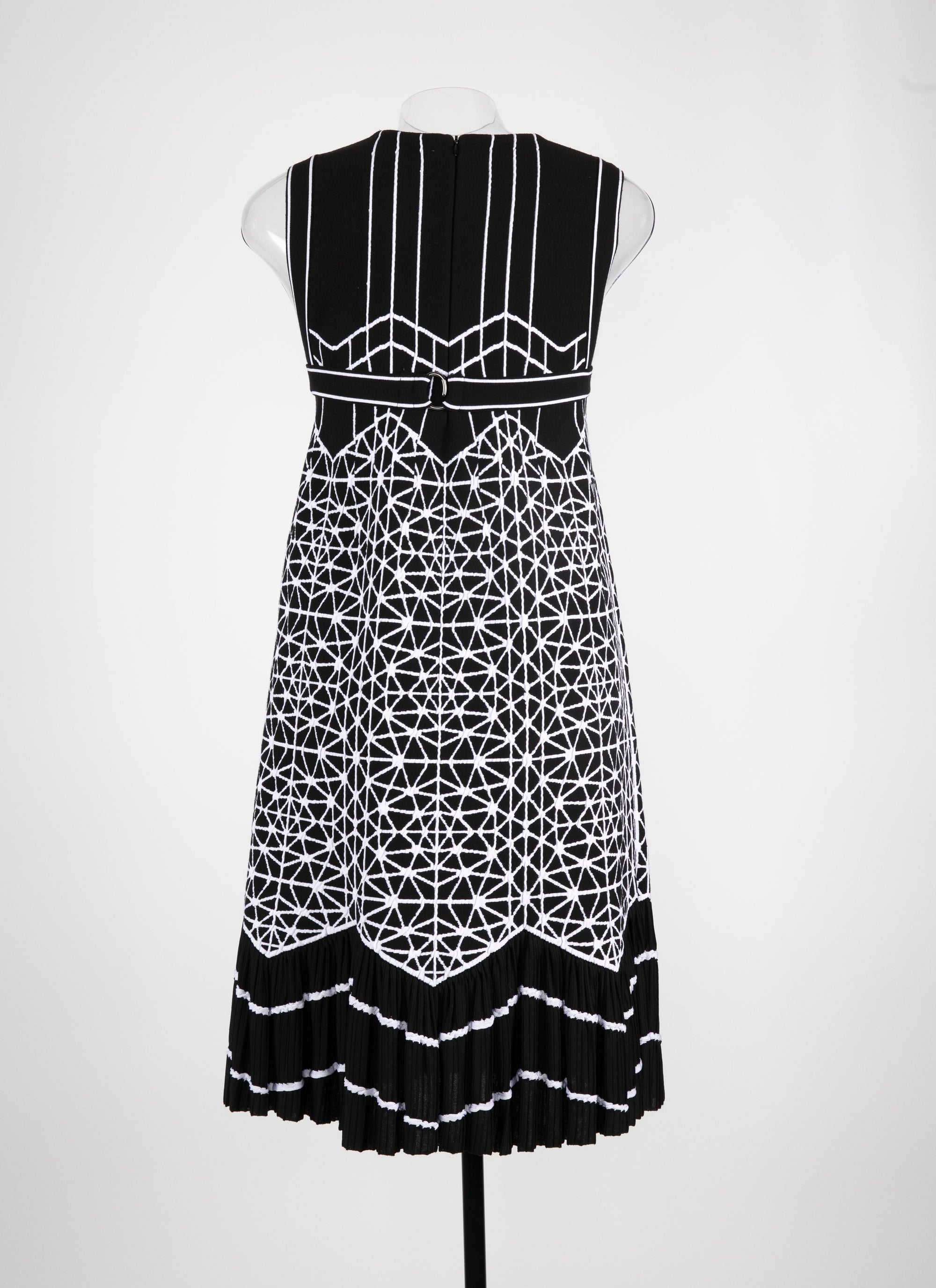 Robe moulante à basque avec finitions ondulées - Noir & Blanc