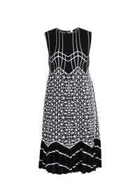 Robe moulante à basque avec finitions ondulées - Noir & Blanc