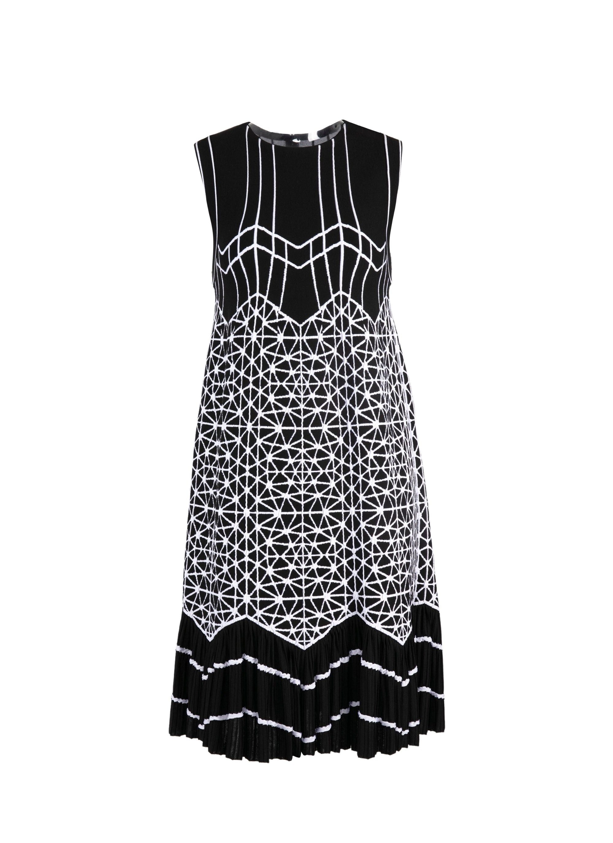Robe moulante à basque avec finitions ondulées - Noir & Blanc