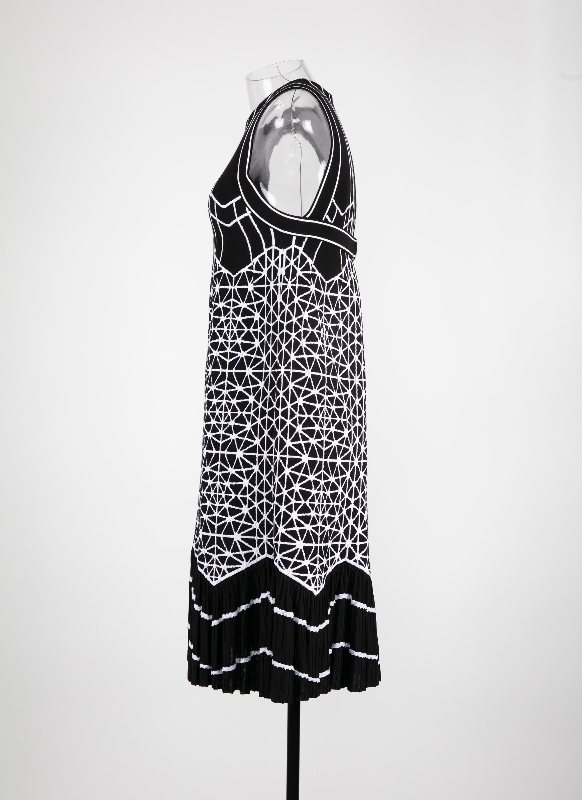 Robe moulante à basque avec finitions ondulées - Noir & Blanc
