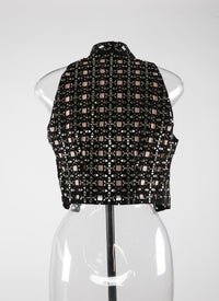 Perforated leather sleeveless waistcoat - Black intense