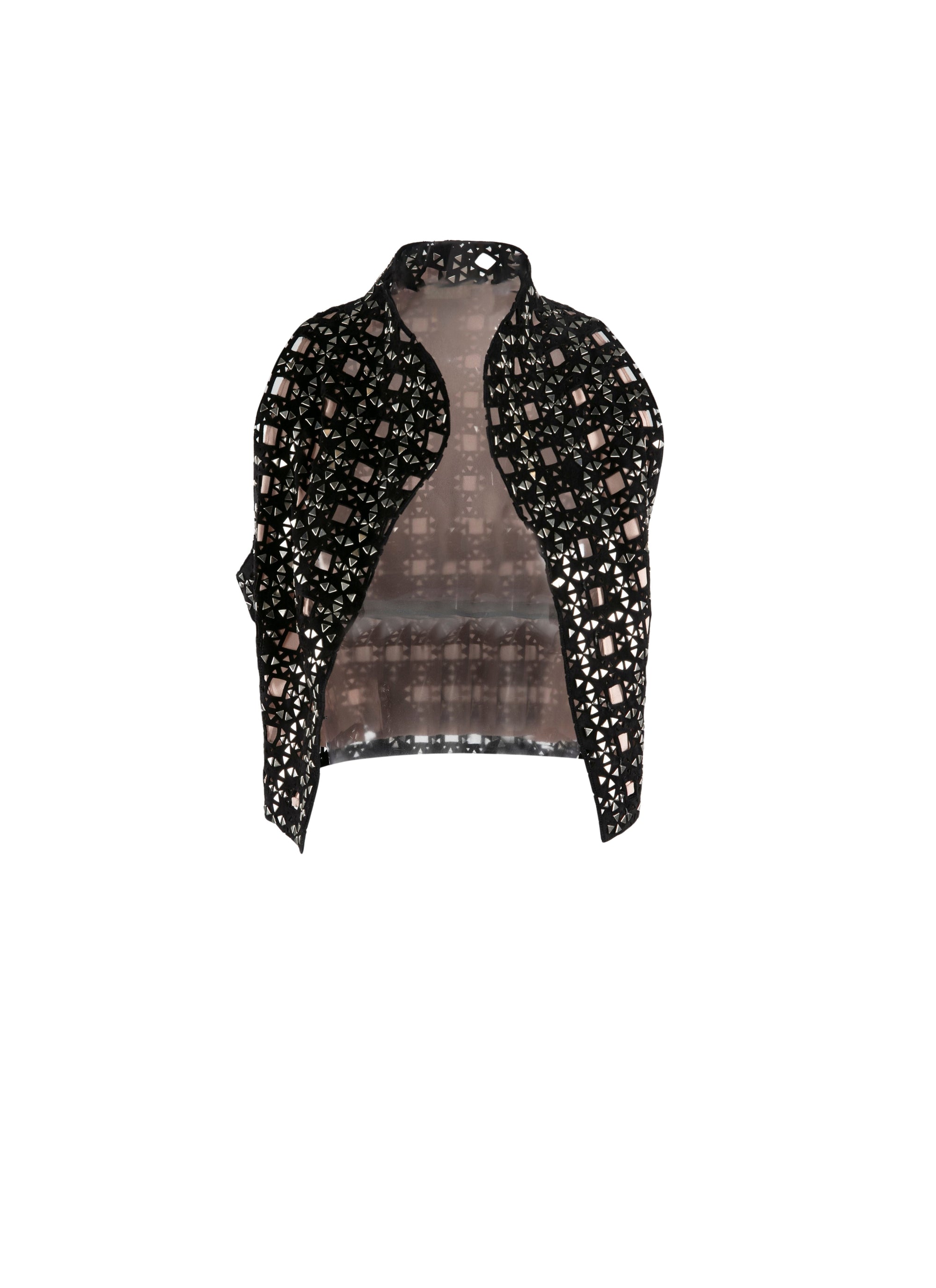 Perforated leather sleeveless waistcoat - Black intense