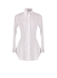 Chemise cintrée et plissée en popeline - Blanc