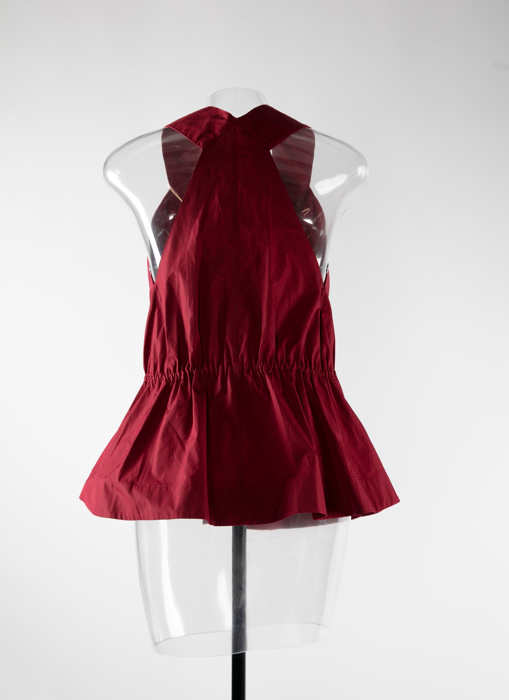 Plunging collar sleeveless knotted basque shirt - Purple
