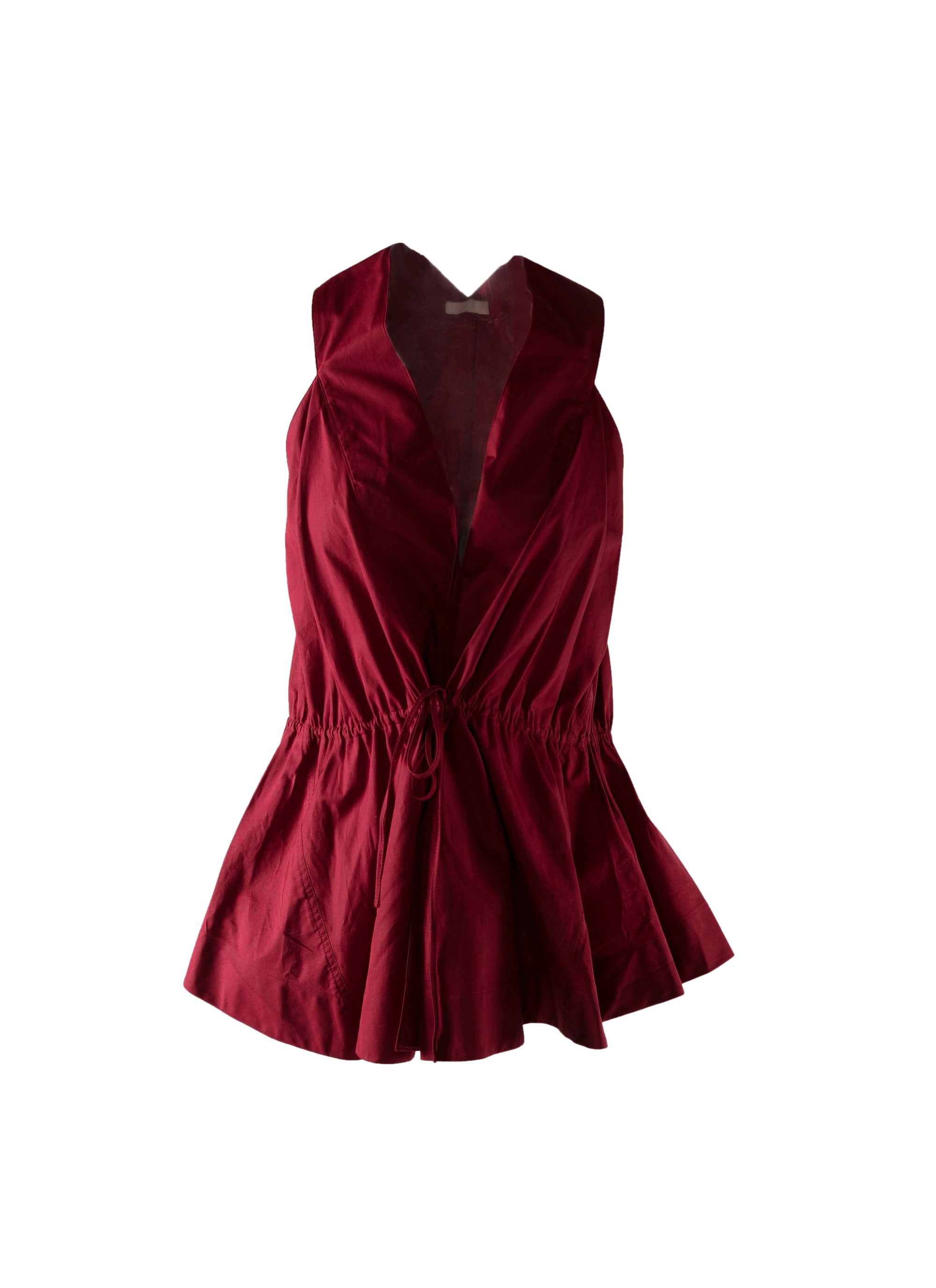 Plunging collar sleeveless knotted basque shirt - Purple