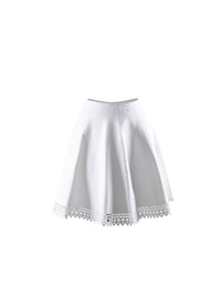 Plain skirt with hemstitching - White