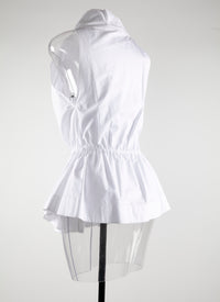 Belted sleeveless shirt - White