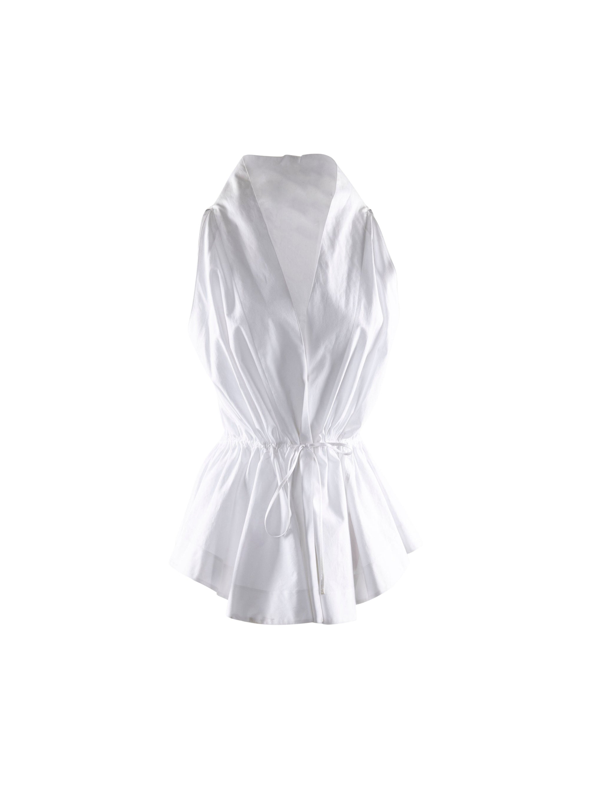 Belted sleeveless shirt - White