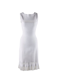 Robe col carré sans manches à ourlet en dentelle - Blanc