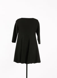 Robe Baby-doll à manches longues piquée - Noir