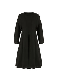 Robe Baby-doll à manches longues piquée - Noir