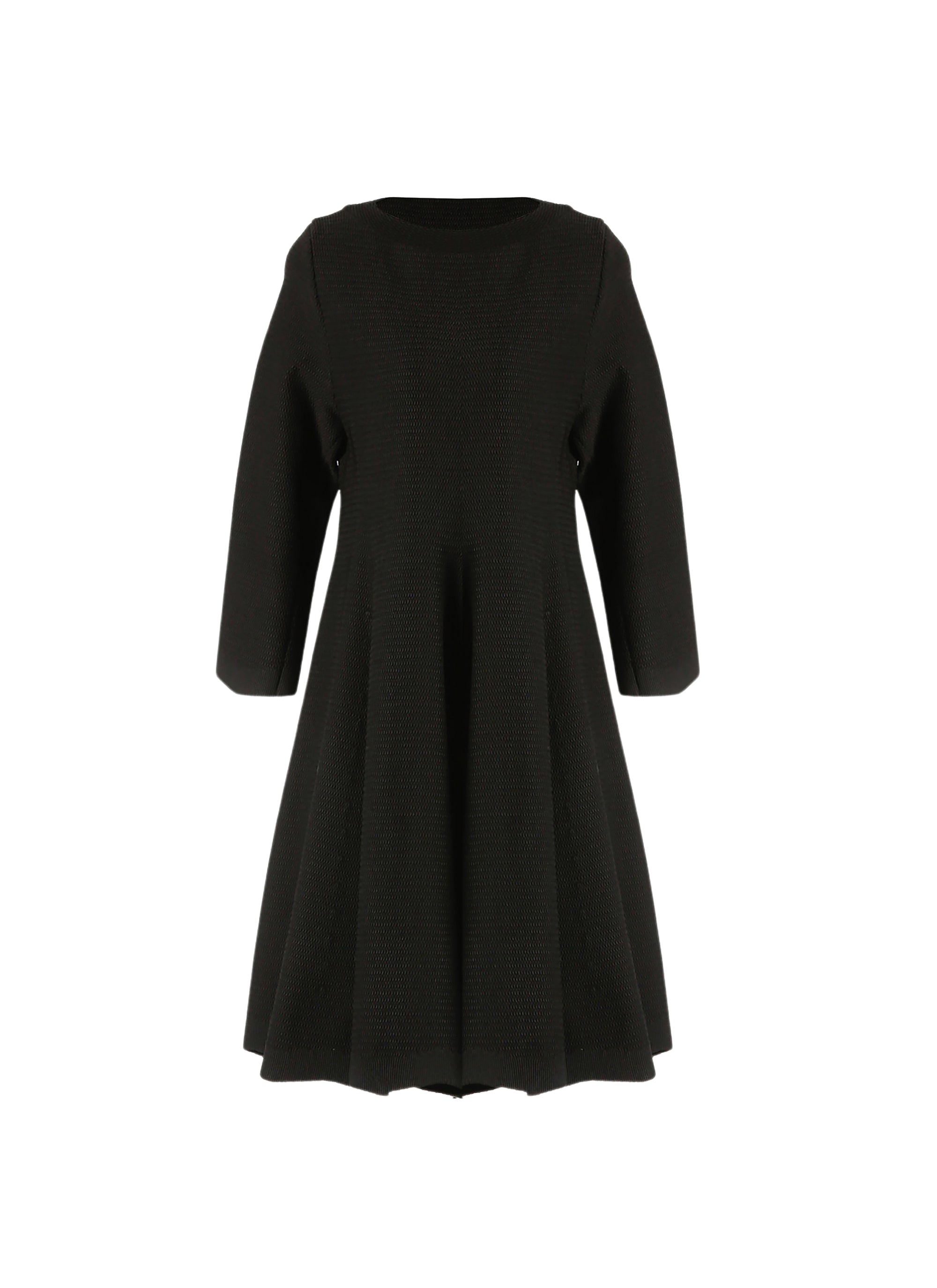 Robe Baby-doll à manches longues piquée - Noir