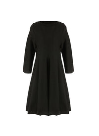 Robe Baby-doll à manches longues piquée - Noir