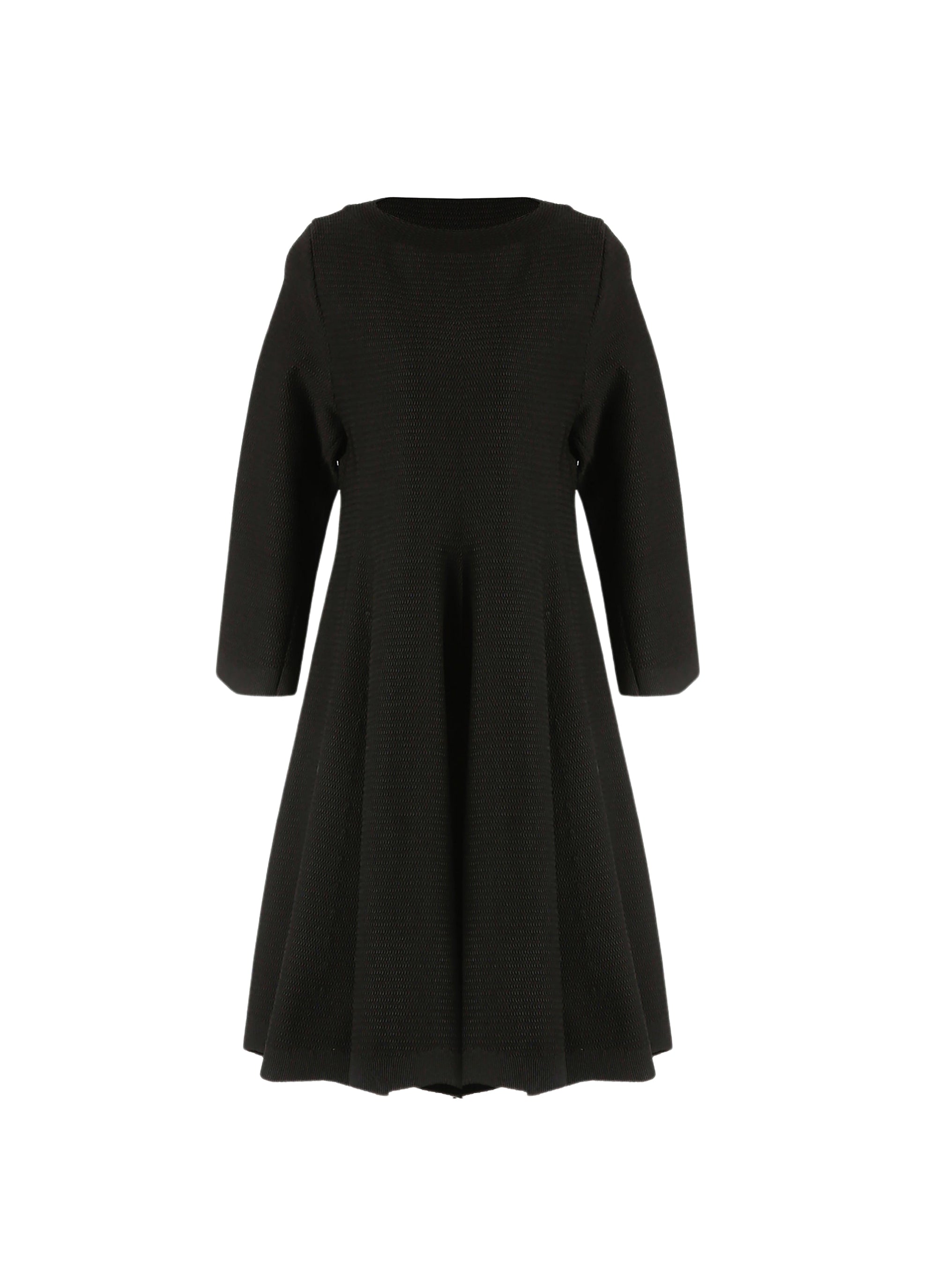 Robe Baby-doll à manches longues piquée - Noir