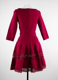 Flared dress with cut-out details and stand-up collar - Purple