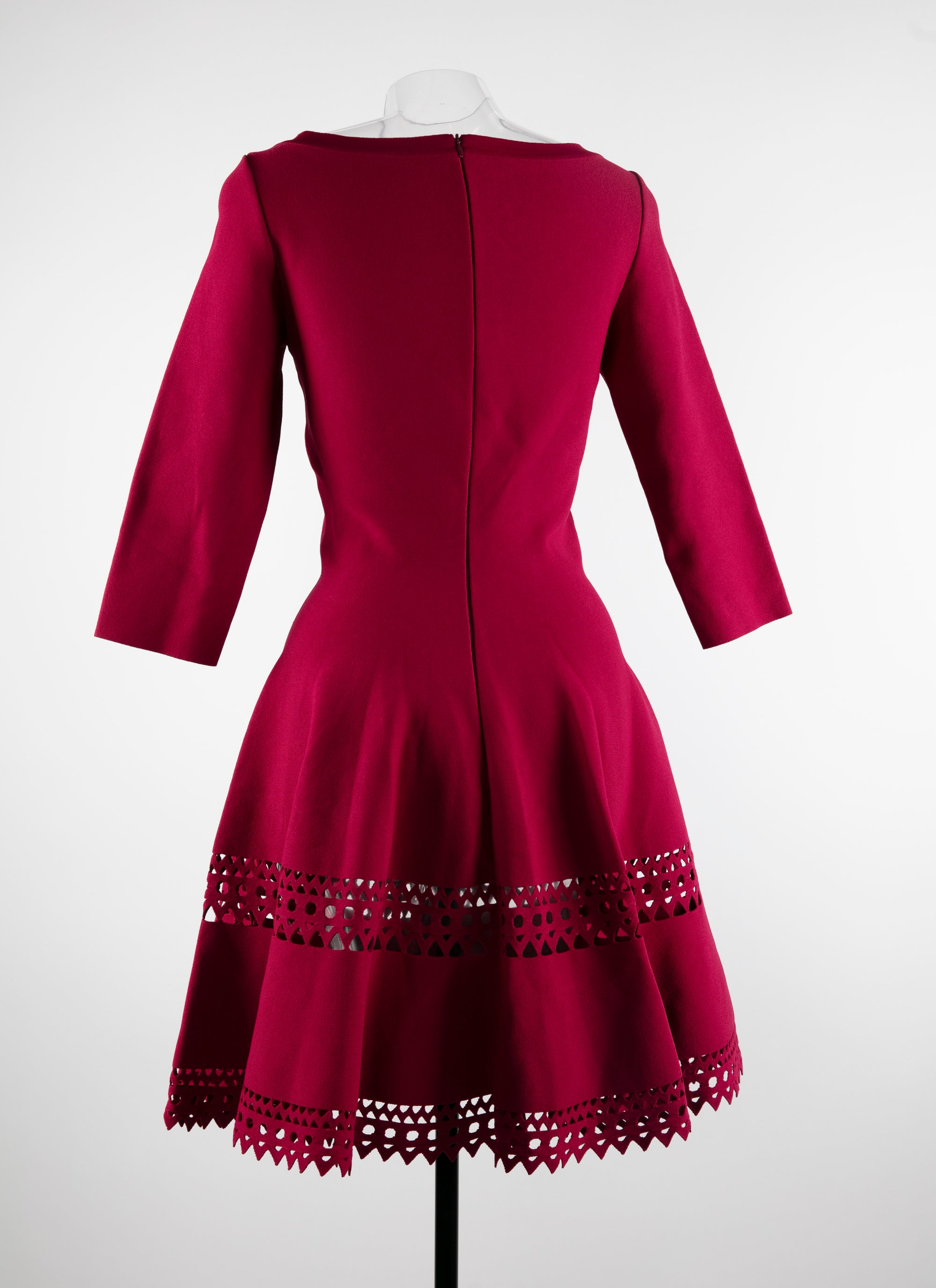 Flared dress with cut-out details and stand-up collar - Purple