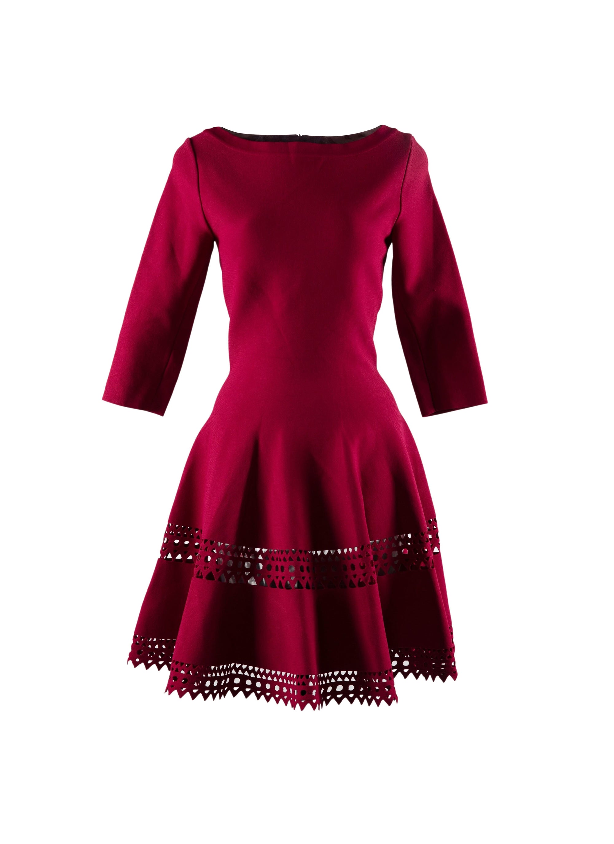 Flared dress with cut-out details and stand-up collar - Purple