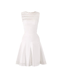 Mesh sleeveless openwork dress - White