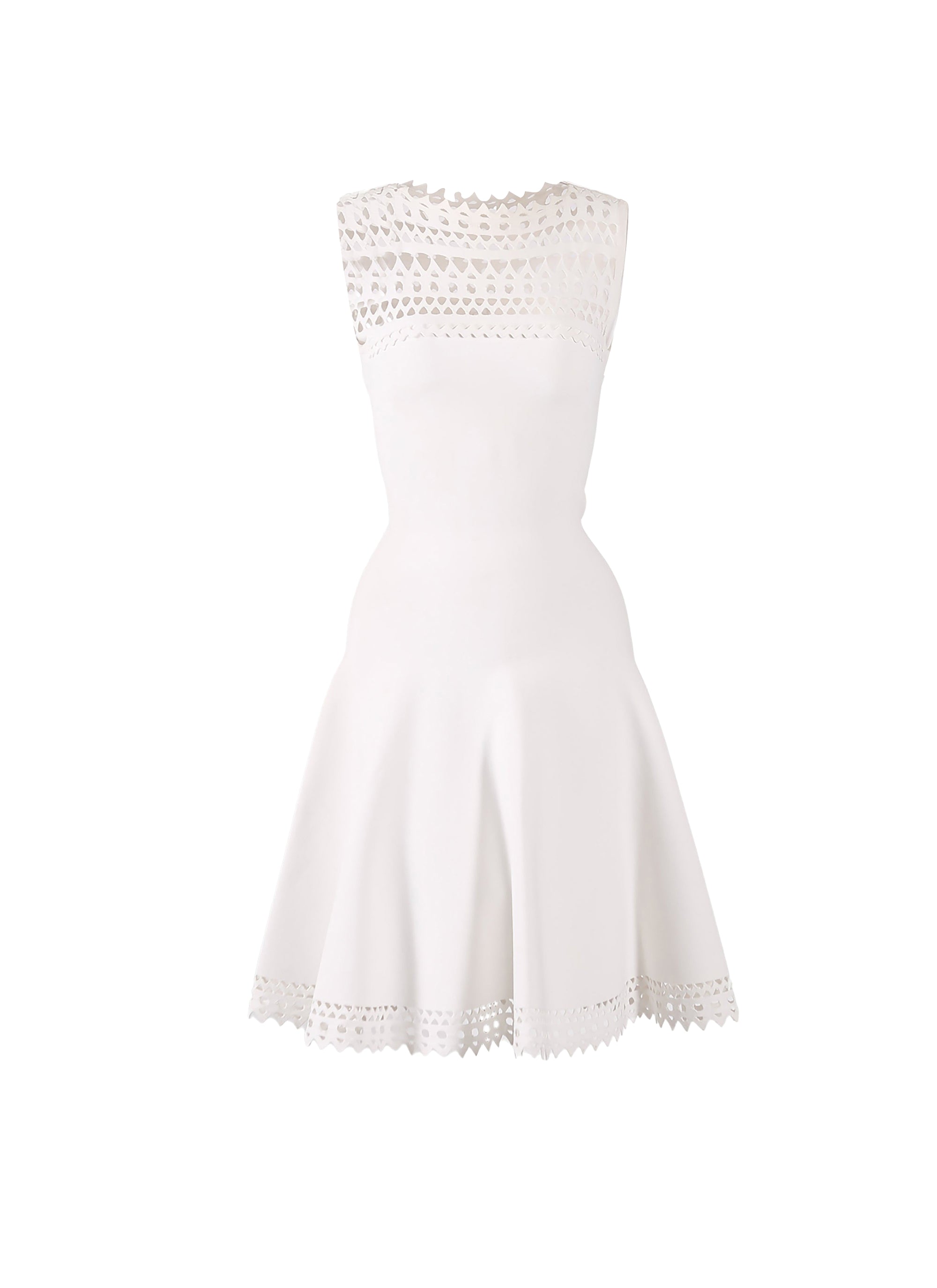 Mesh sleeveless openwork dress - White