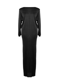 Robe à manches longues crêpées - Noir