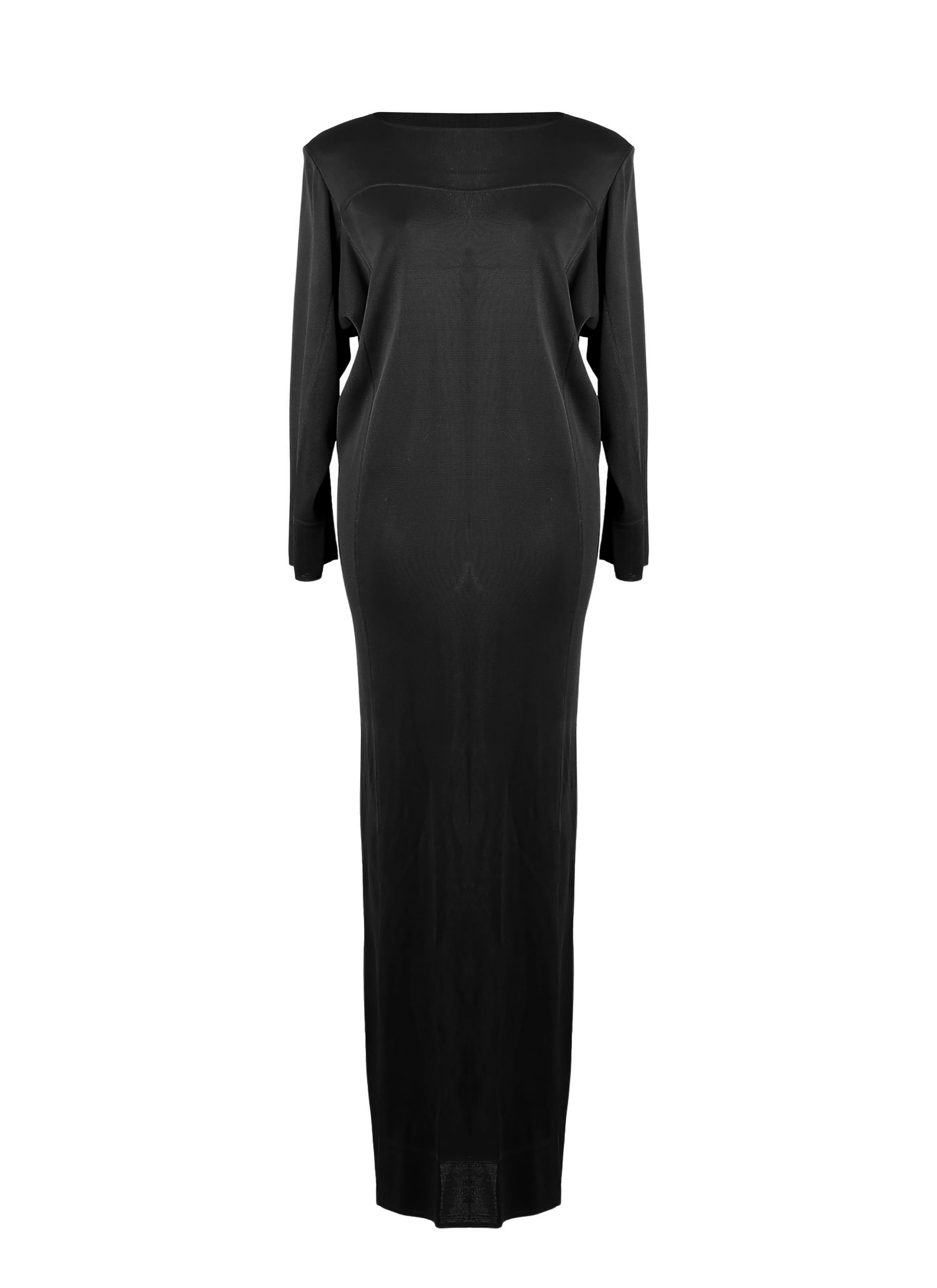Robe à manches longues crêpées - Noir