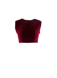 Sleeveless crop top with round neck - Purple