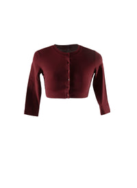 Long-sleeved knitted button-down cardigan - Garnet