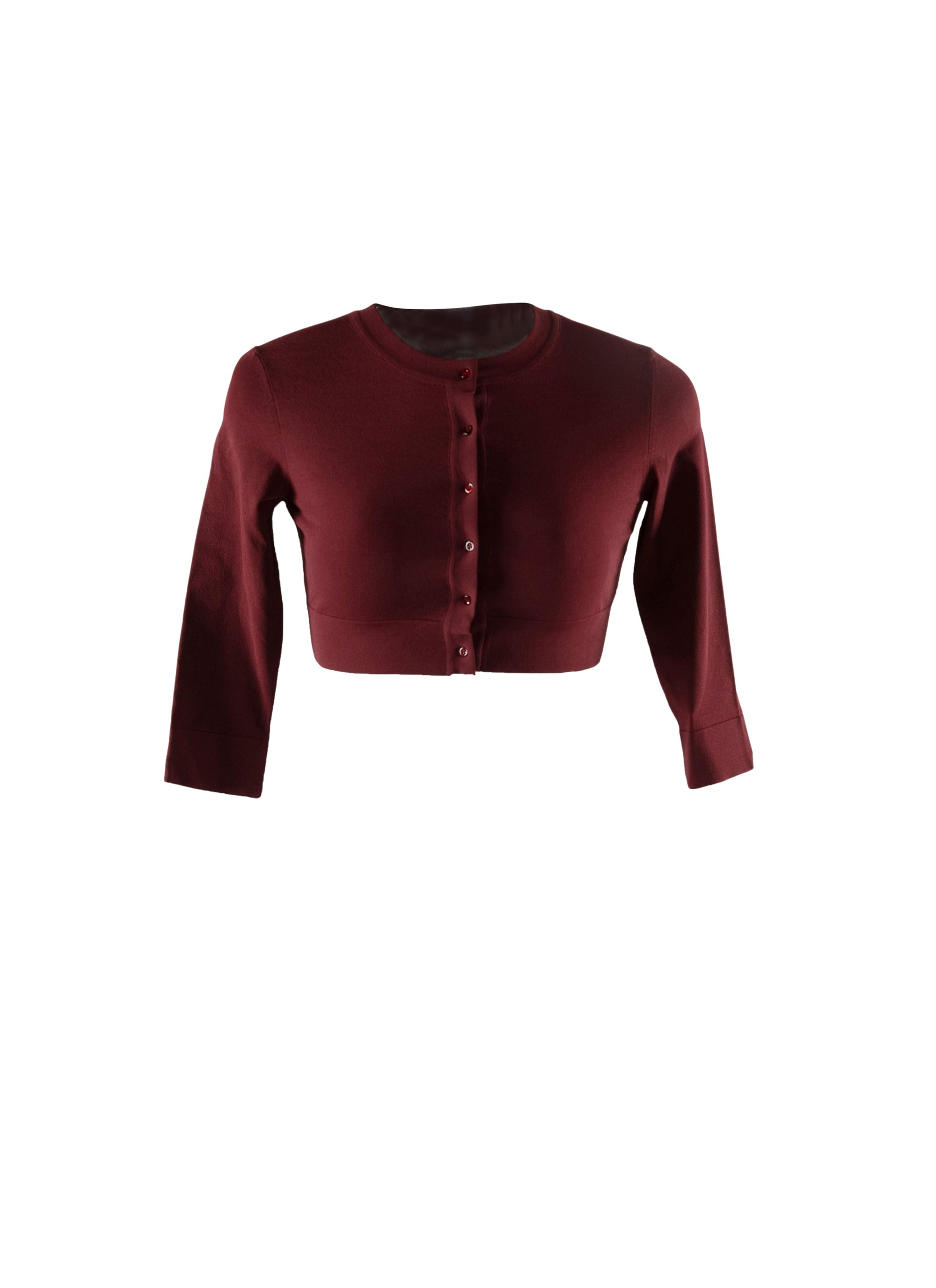 Long-sleeved knitted button-down cardigan - Garnet