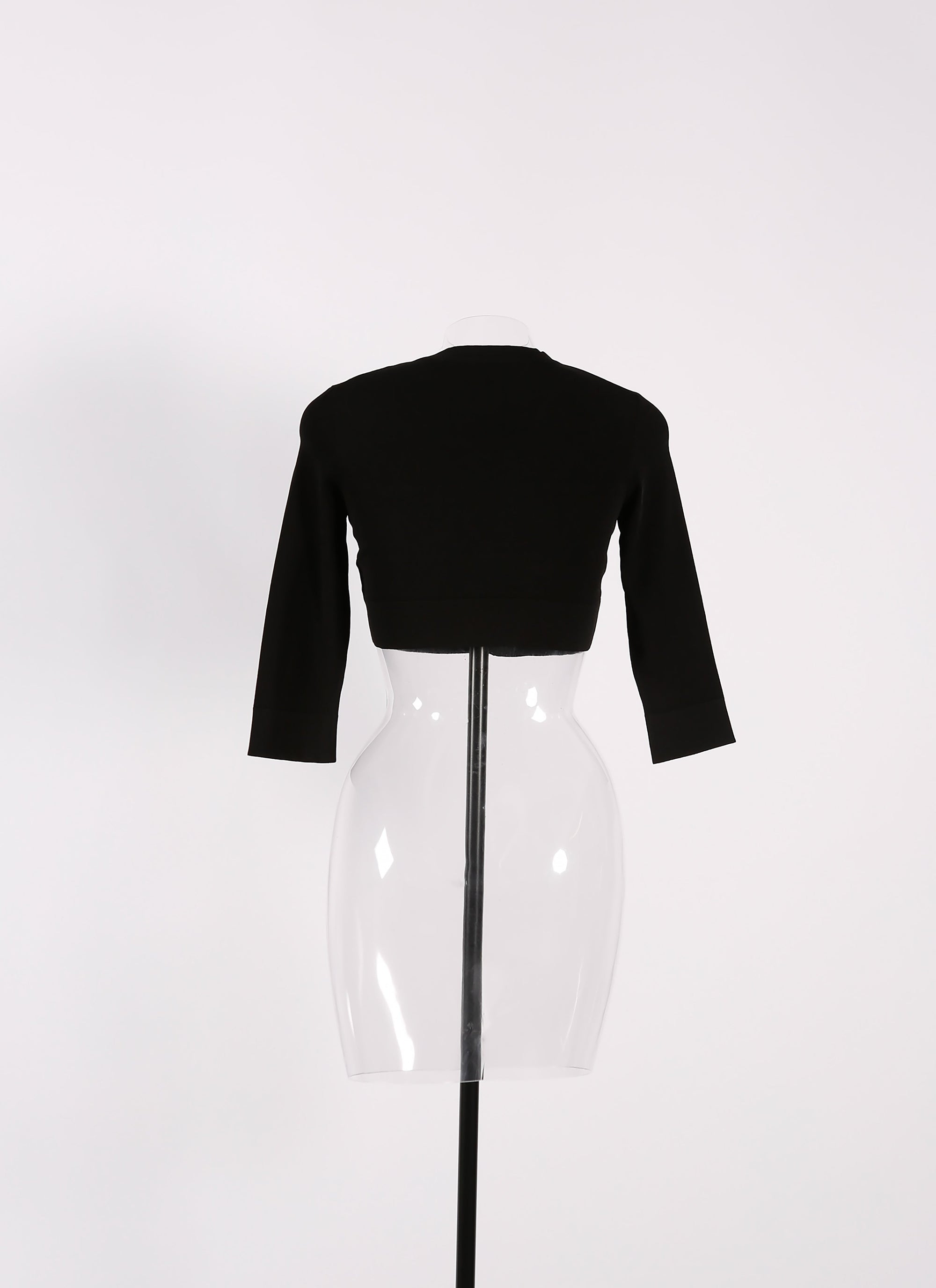 Cardigan court boutonné à manches longues en maille - Noir charbon