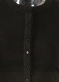 Cardigan court boutonné à manches longues en maille - Noir charbon