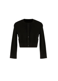 Cardigan court boutonné à manches longues en maille - Noir charbon