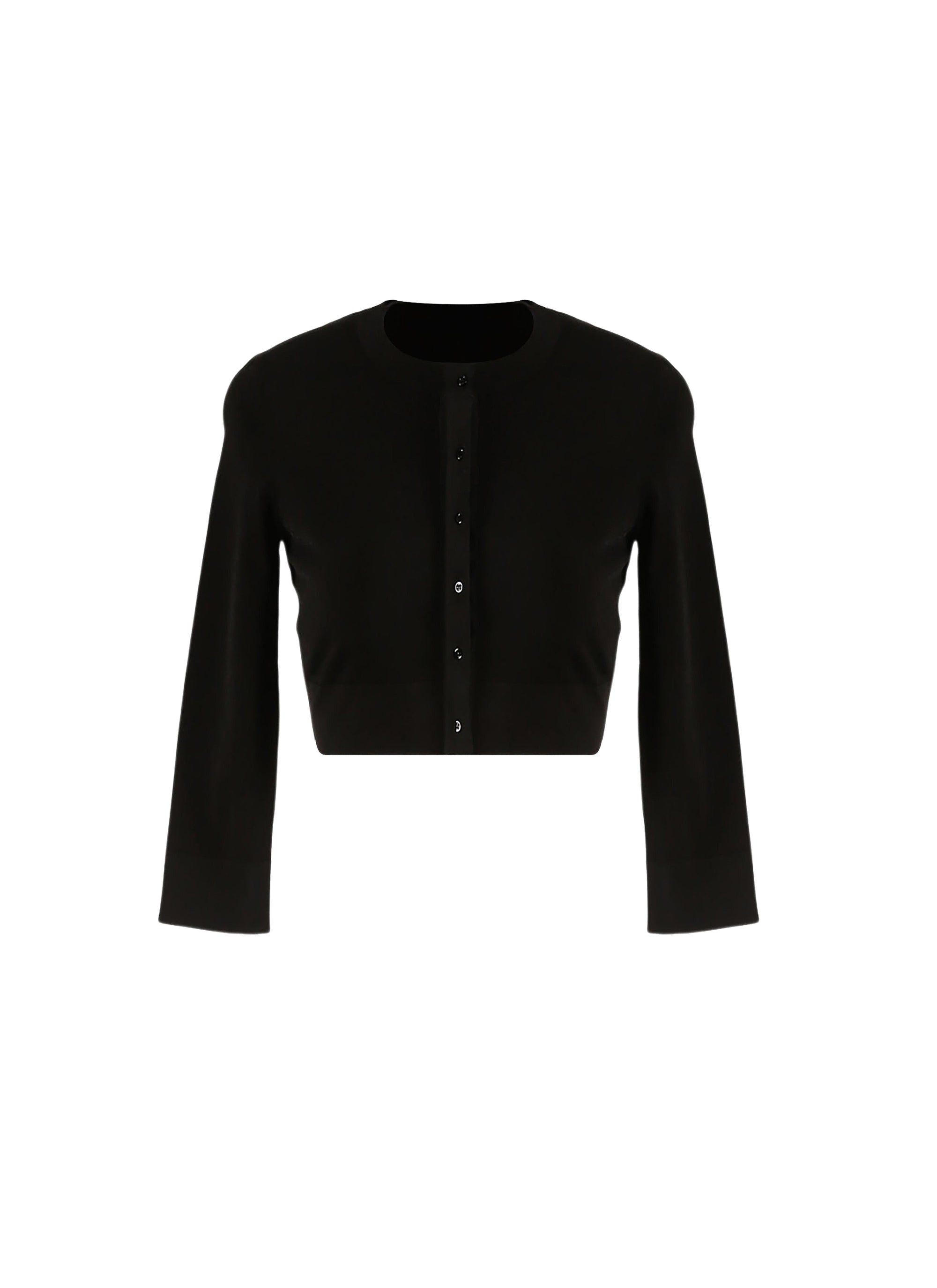Cardigan court boutonné à manches longues en maille - Noir charbon