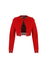 Cardigan ajouré en maille - Carmin