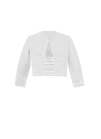 Cardigan à manches 3/4 ajouré en maille - Blanc