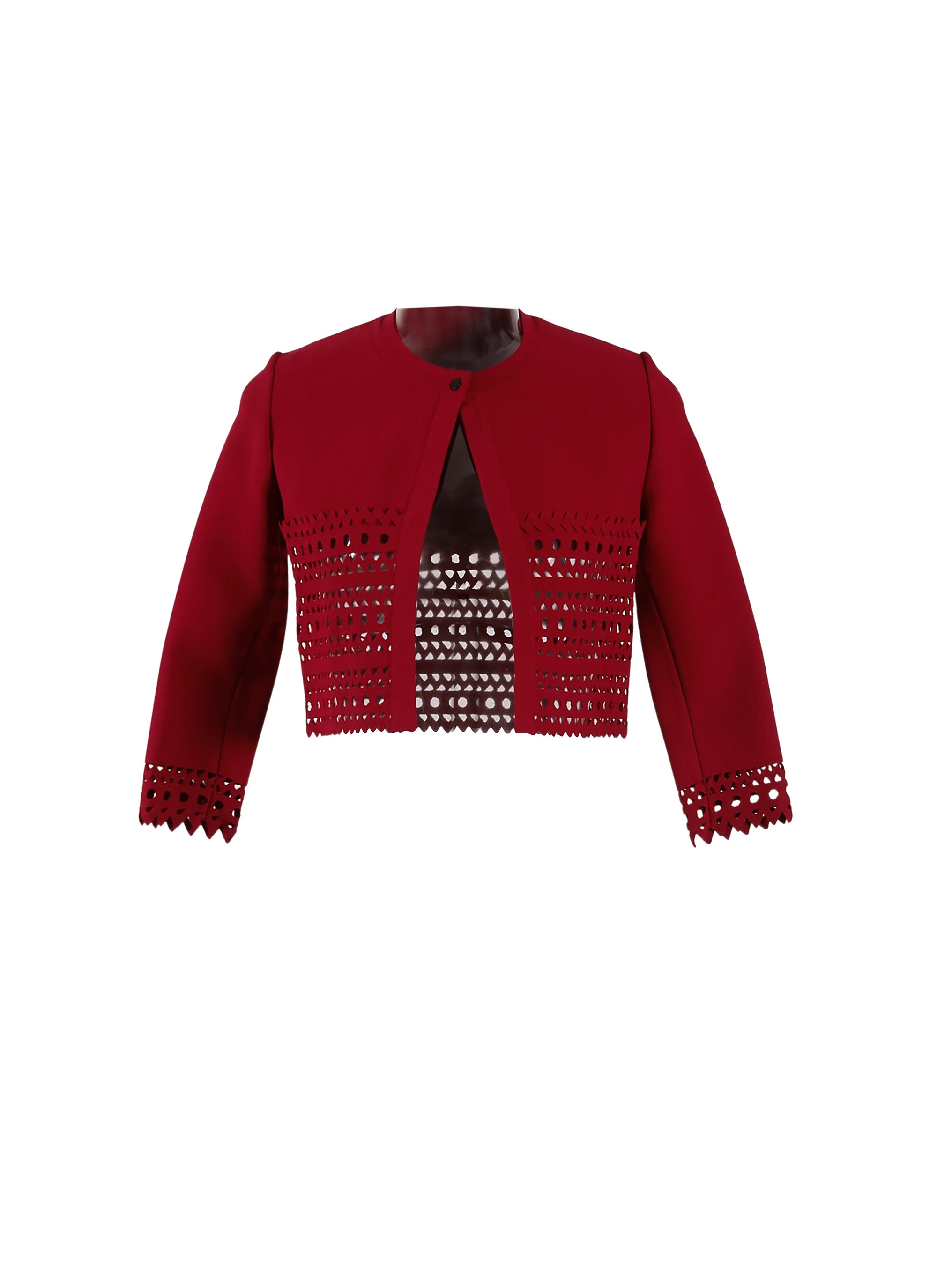 3/4-sleeve openwork knitted cardigan - Purple