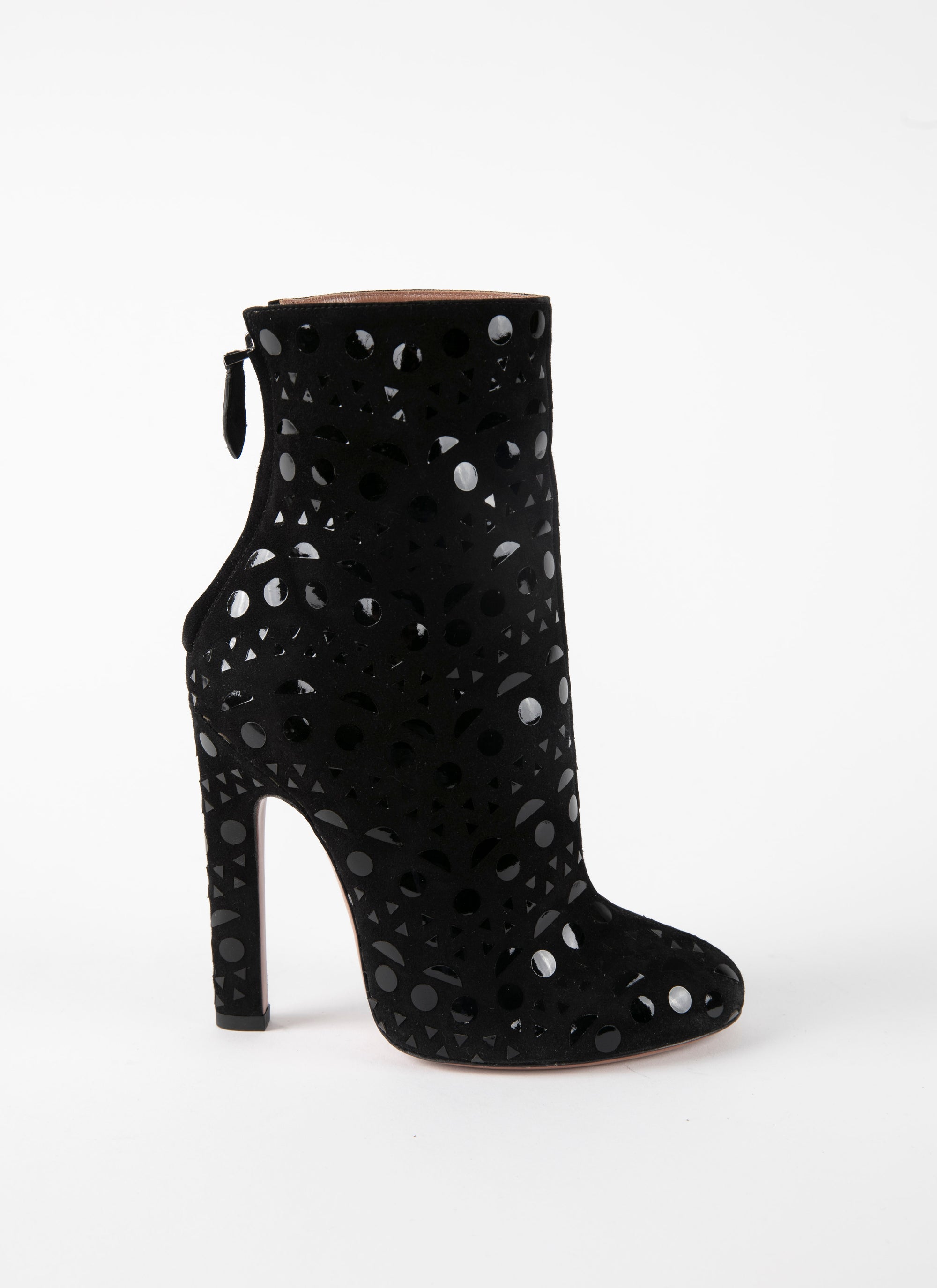Bottines à plateforme en cuir vernis - Noir & Noir
