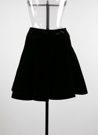 Short plain skater skirt - Black Gloss